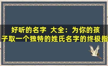  好听的名字  大全：为你的孩子取一个独特的姓氏名字的终极指南！